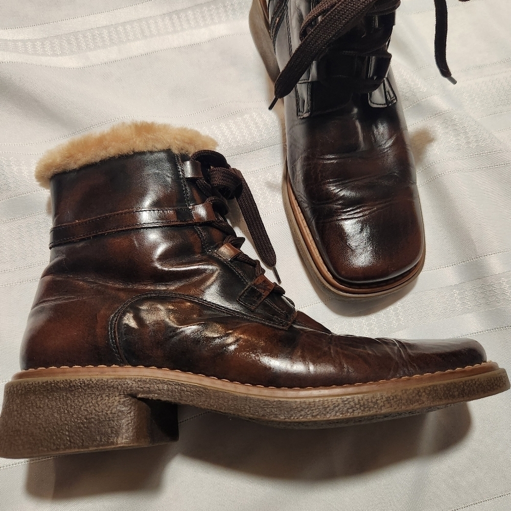 3/$25 Elle sherpa lined brown boots size 39 square toe